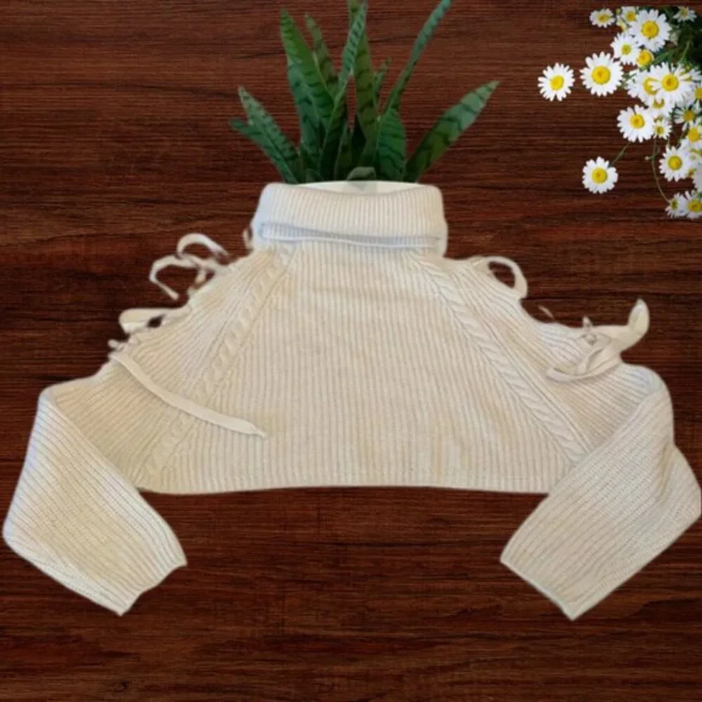 Cream Knit Turtleneck Sweater